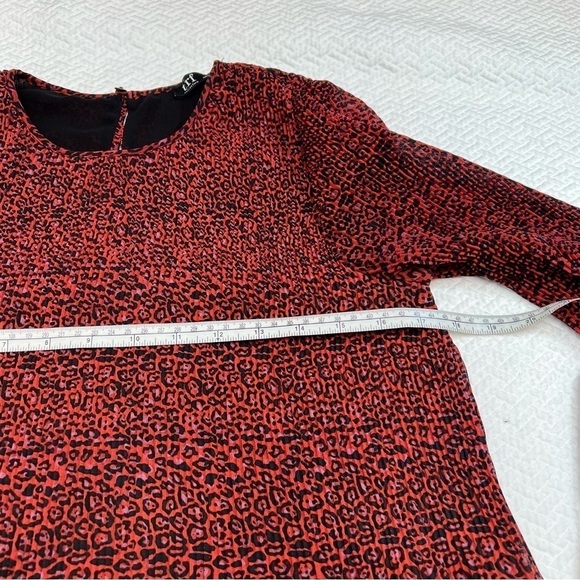 zara Peplum Long Sleeve Round Neck Burgundy Blouse Top Size M - Picture 9 of 10